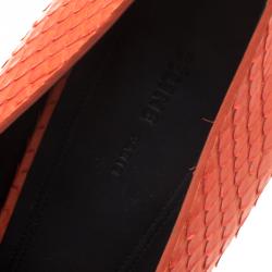 Pre Owned Celine Orange Python Pointed Pumps Size 38