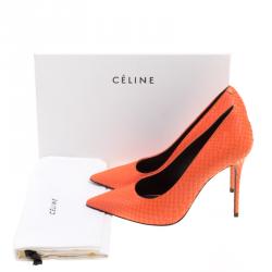 Pre Owned Celine Orange Python Pointed Pumps Size 38