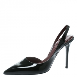 Pre Owned Celine Black Leather D'orsay Pointed Toe Slingback Sandals Size 37.5