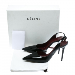 Pre Owned Celine Black Leather D'orsay Pointed Toe Slingback Sandals Size 37.5