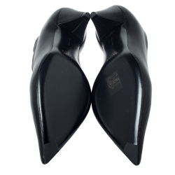 Pre Owned Celine Black Leather V Neck Pointed Toe Pumps Size 37