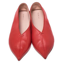 Celine Red Leather Pointed Toe Flats Size 38
