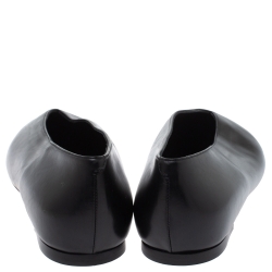 مملوكة مسبقًا Celine Black Leather V Neck Ballet Flats Size 39