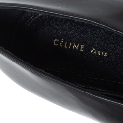 مملوكة مسبقًا Celine Black Leather V Neck Ballet Flats Size 39