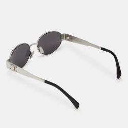 Pre Owned Celine Silver Tone/Grey CL40235U Triomphe Oval Sunglasses