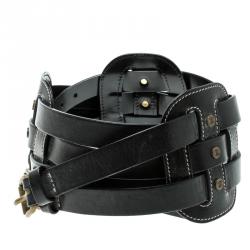 Celine Black Leather Waist Belt 95cm