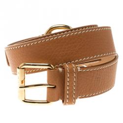 Pre Owned Celine Brown Leather Ring Belt 95cm