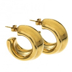 Pre Owned Celine Vermeil Gold Tone Hoop Earrings