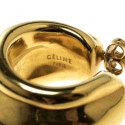 Pre Owned Celine Vermeil Gold Tone Hoop Earrings
