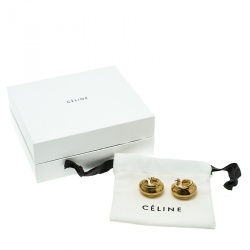 Pre Owned Celine Vermeil Gold Tone Hoop Earrings