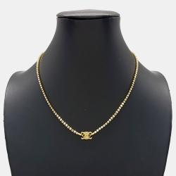 مملوكة مسبقًا Celine CC Gold Crystal Necklace