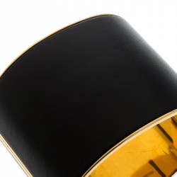 Pre Owned Céline Black Leather Gold Tone Wide Cuff Bracelet