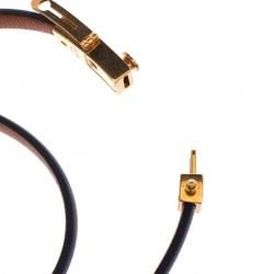 Celine Phoebe Philo Blue Leather Gold Tone Wrap Bracelet M