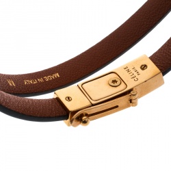 Celine Phoebe Philo Blue Leather Gold Tone Wrap Bracelet M