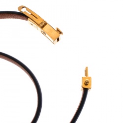 Celine Phoebe Philo Blue Leather Gold Tone Wrap Bracelet M