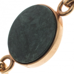 Celine Green Stone Coin Gold Tone Bracelet M