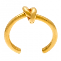 Pre Owned Céline Gold Tone Thick Knot Open Cuff Bracelet