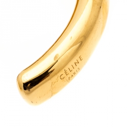 Pre Owned Céline Gold Tone Thick Knot Open Cuff Bracelet