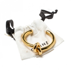 Pre Owned Céline Gold Tone Thick Knot Open Cuff Bracelet