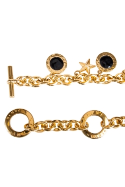 Pre Owned Celine Enamel Gold Tone Charm Chain Link Toggle Belt