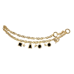 Pre Owned Celine Enamel Gold Tone Charm Chain Link Toggle Belt