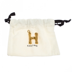 Celine Alphabet 'H' Textured Gold Tone Pendant