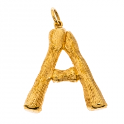 Celine Alphabet 'A' Textured Gold Tone Pendant