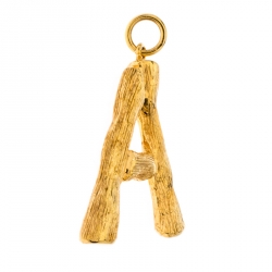 Celine Alphabet 'A' Textured Gold Tone Pendant