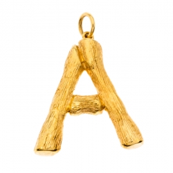 Celine Alphabet 'A' Textured Gold Tone Pendant