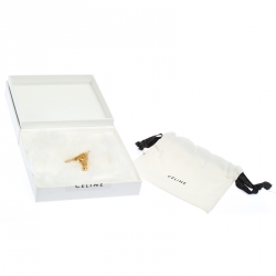 Celine Alphabet 'A' Textured Gold Tone Pendant