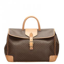 Celine Brown/Dark Brown Macadam Canvas Travel Bag