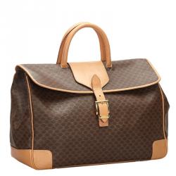 Celine Brown/Dark Brown Macadam Canvas Travel Bag
