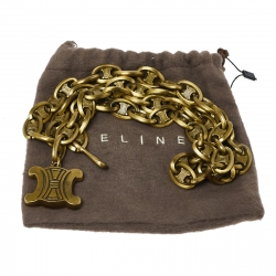 Celine Aged Gold Tone Logo Charm Chain Belt