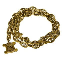 Celine Aged Gold Tone Logo Charm Chain Belt