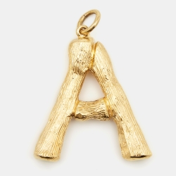 Celine Alphabet 'A' Textured Gold Tone Pendant