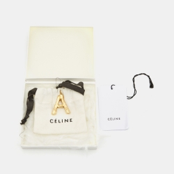Celine Alphabet 'A' Textured Gold Tone Pendant
