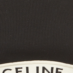 Celine Black Logo Intarsia Rib Knit Halter Neck Crop Top S