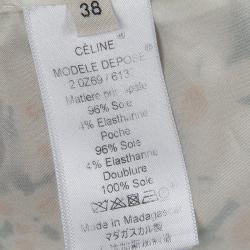 Pre Owned Celine Multicolor Floral Printed Silk Contrast Pocket Detail Top M