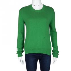 Pre Owned Celine Green Cashmere Crew Neck Sweater XS