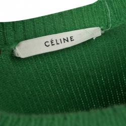 Pre Owned Celine Green Cashmere Crew Neck Sweater XS