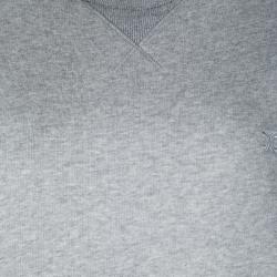 Pre Owned Celine Grey Knit Contrast Fleece Panel Detail Crew Neck Sweatshirt Dress M