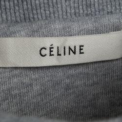 Pre Owned Celine Grey Knit Contrast Fleece Panel Detail Crew Neck Sweatshirt Dress M