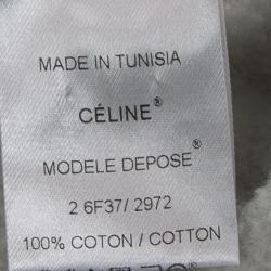 Pre Owned Celine Grey Knit Contrast Fleece Panel Detail Crew Neck Sweatshirt Dress M