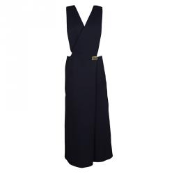 Celine Navy Blue Wool Blend Wrap Front Jumpsuit S