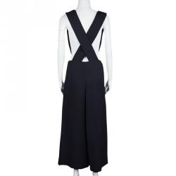 Celine Navy Blue Wool Blend Wrap Front Jumpsuit S