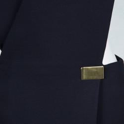 Celine Navy Blue Wool Blend Wrap Front Jumpsuit S