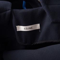 Celine Navy Blue Wool Blend Wrap Front Jumpsuit S
