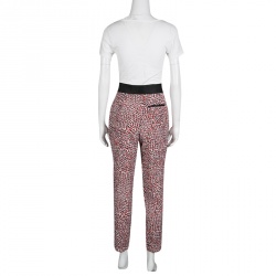 Pre Owned Celine Multicolor Dotted Textured Stretch Silk Pants S