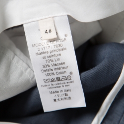 Pre Owned Celine Blue Linen High Waist Belted Flared Culottes L