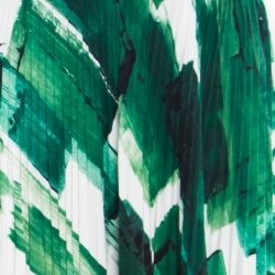 Celine Cream and Green Brushstroke Printed Silk Plisse Midi Skirt M